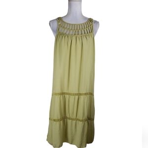 MIDA Made in Italy~Woman Size L~Light Green Sleeveless Cotton Dress Fully Lined.